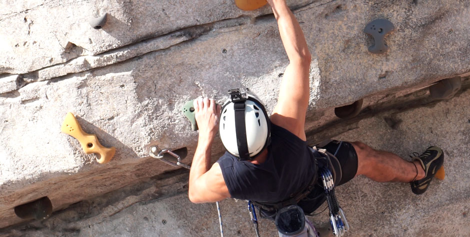 CLIMBING WALL, BEGINNING OF ROOF SEQUENCE